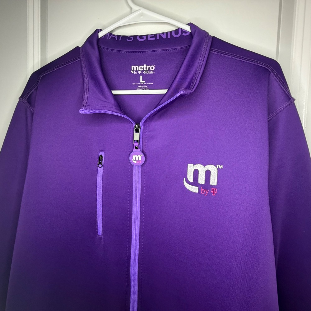 Metro by T-Mobile Employee Jacket Purple Full Zip Performance Fleece‎ Mens Large
